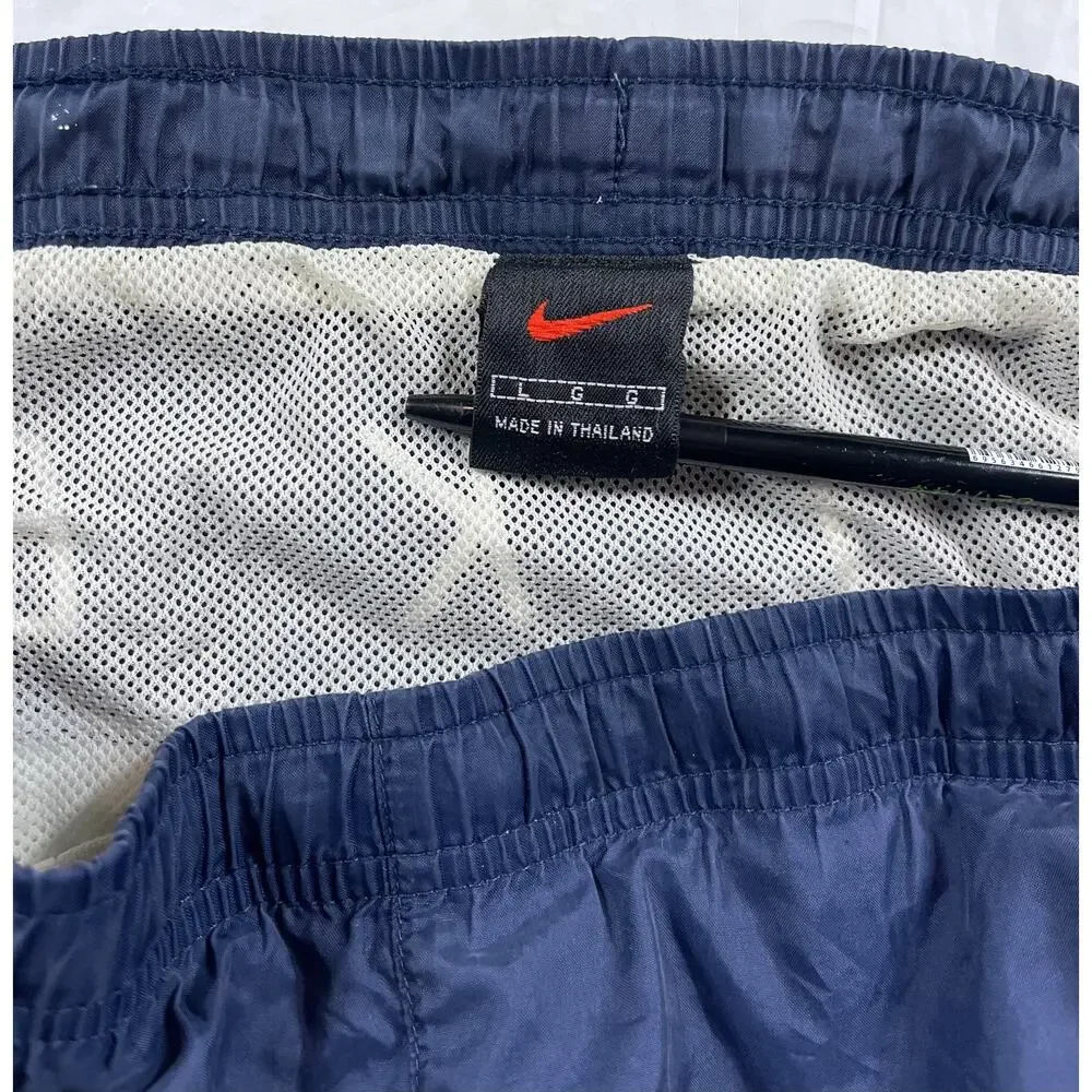 Vintage 90's Nike Stitched Logo Lined Swim Trunks Shorts Men's Large Blue Mesh